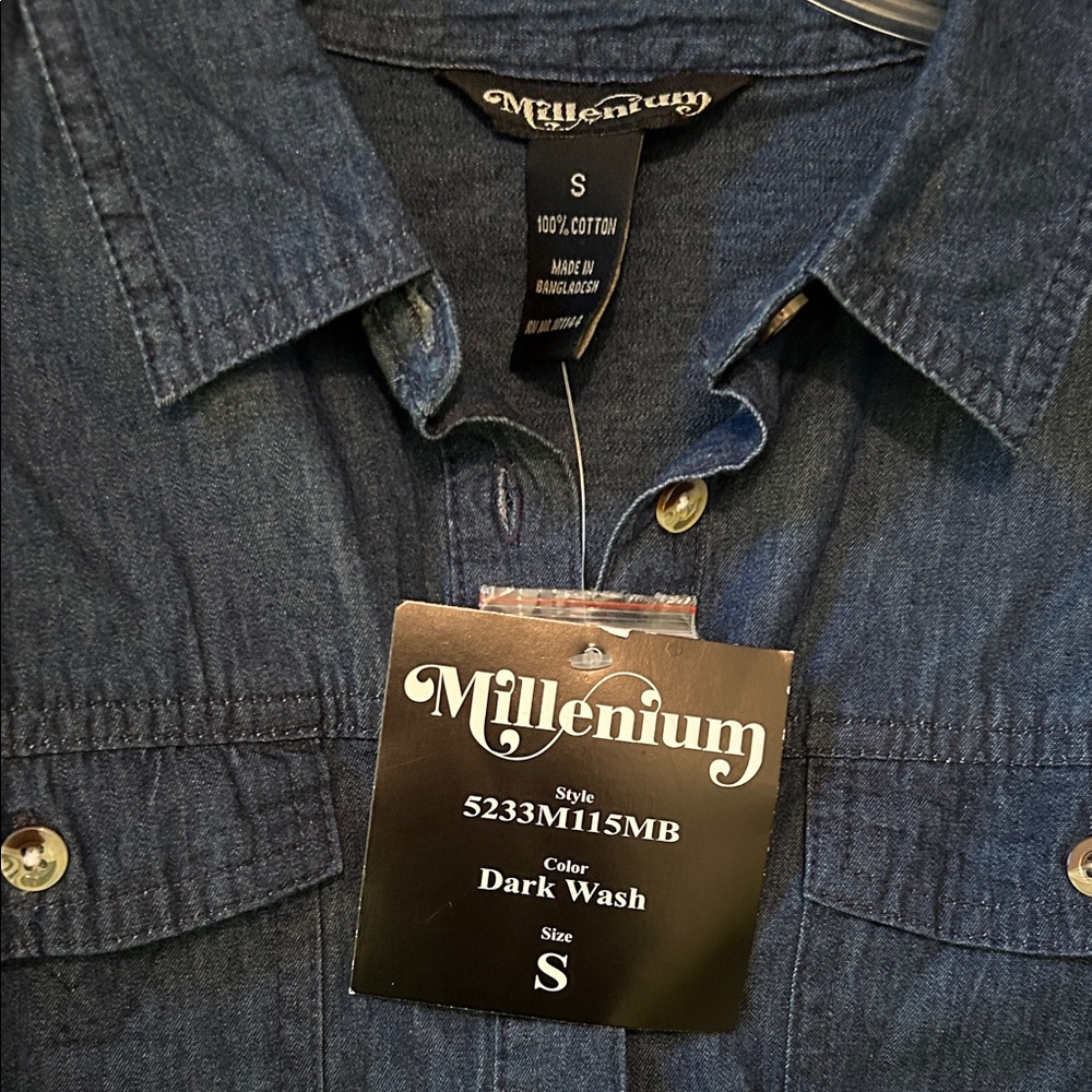 NWT Millennium Women's Tiered Denim Shirt Dress Size S - Picture 2 of 6
